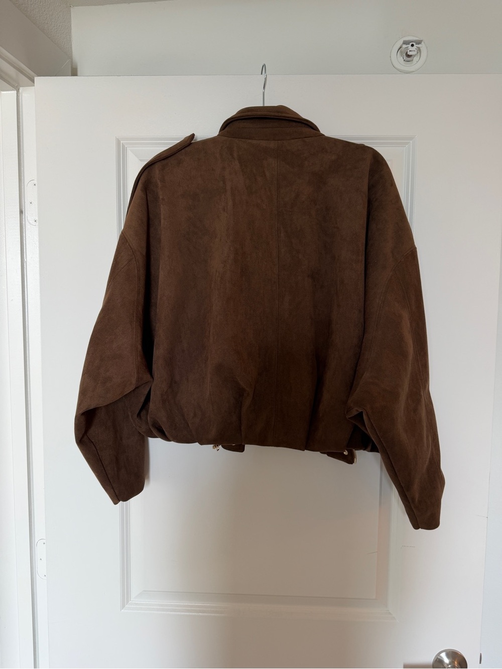 Zara Brown OVERSIZED FAUX SUEDE BIKER JACKET - Picture 3 of 3